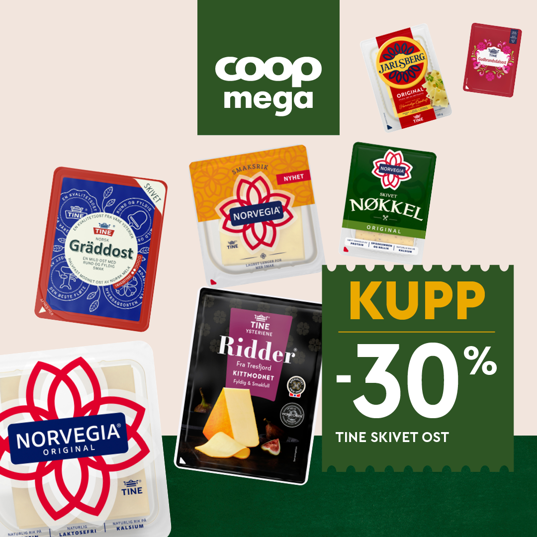 Tine skivet ost -30% Coop Mega