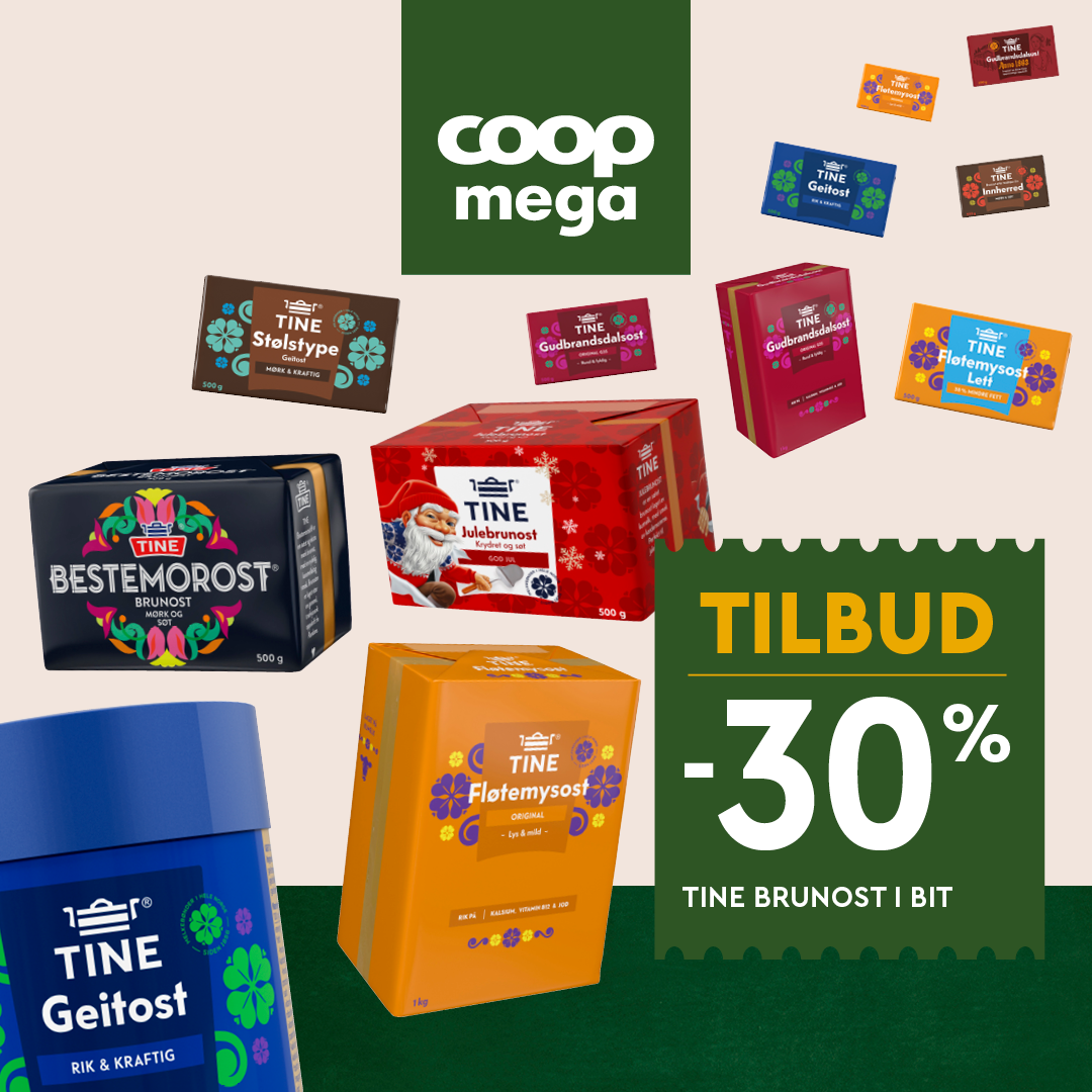 Tine brunost i bit Coop Mega